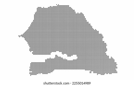 Senegal dotted map with grunge texture in dot style. Abstract vector illustration of a country map with halftone effect for infographic. 