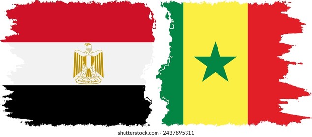 Senegal y Egipto grunge banderas conexión, vector