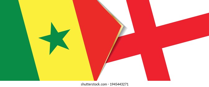 Senegal and England flags, two vector flags symbol of relationship or confrontation.