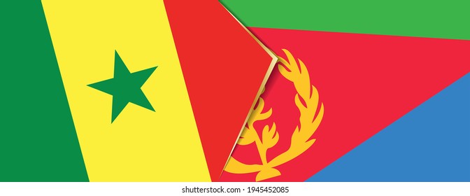 Senegal and Eritrea flags, two vector flags symbol of relationship or confrontation.