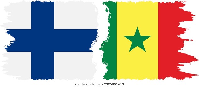 Senegal and Finland grunge flags connection, vector