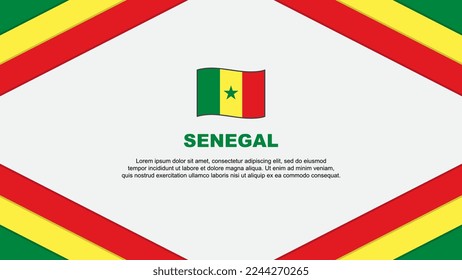 Plantilla de diseño de fondo de resumen de la bandera de Senegal. Ilustración de vectores de caricaturas del Día de la Independencia de Senegal. Plantilla de Senegal