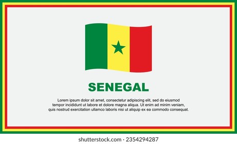 Plantilla de diseño de fondo de resumen de la bandera de Senegal. Cartel del Día de la Independencia de Senegal. Ilustración de vectores de medios sociales. Banner de Senegal