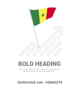 Senegal Flag with analytics graph up, Bold heading and place for text template