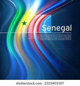 Senegal flag background. Abstract senegalese flag in the blue sky. National holiday card design. Business brochure design. State banner, senegal poster, patriotic cover, flyer. Vector illustration