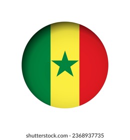 Bandera de Senegal - detrás del agujero de papel circular con sombra interior.