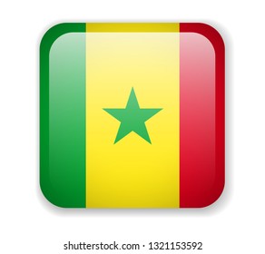 Senegal Flag. Bright Square Icon. Vector Illustration