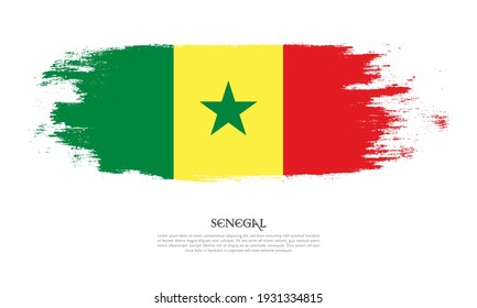 Senegal flag brush concept. Flag of Senegal grunge style banner background