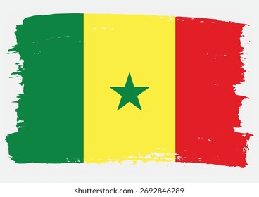 Icono de Vector de textura de pincel de bandera de Senegal