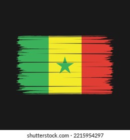 Senegal Flag Brush Strokes Painted
