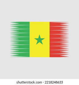 Senegal Flag Brush Strokes Painted