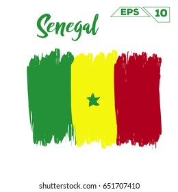 Senegal flag brush strokes painted vector illustration