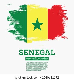 Senegal Flag with Brush Strokes. Vector Illustration.