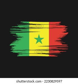 Ilustración del vector del pincel de bandera de Senegal
