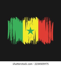 Ilustración del vector del pincel de bandera de Senegal