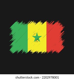 Vector de pincel de bandera de Senegal. Bandera nacional