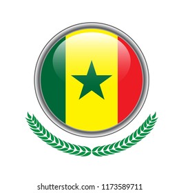 Senegal flag button. Senegal flag icon. Vector illustration of senegal flag on white background. 