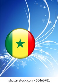 Senegal Flag Button on Abstract Light Background Original Illustration