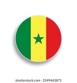 Botão da bandeira do Senegal sobre fundo branco.
