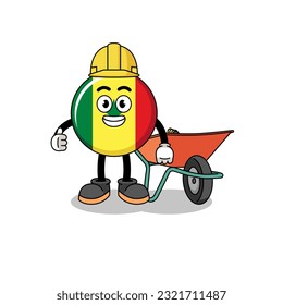 senegal flag cartoon as a contractor , character design