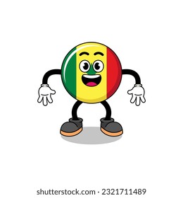 caricatura de la bandera senegal con gesto sorprendido, diseño de personajes