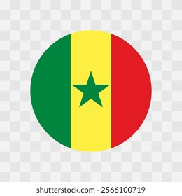 Senegal flag - circle vector flag isolated on checkerboard transparent background