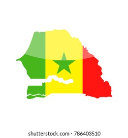 Senegal Flag Country Contour Vector Icon - Illustration