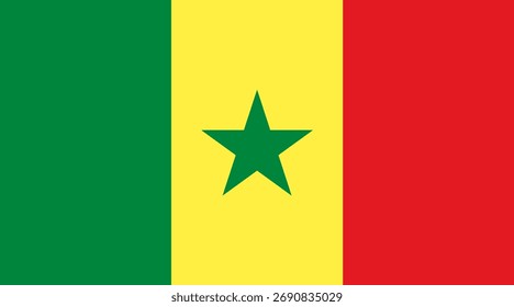 Senegal flag design. Senegal national flag Vector illustration. Senegal official color flag design.