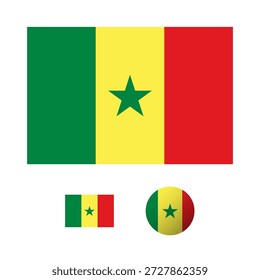 Senegal Flag Flat Icons Collection