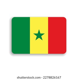 Senegal flag - flat vector rectangle with rounded corners and dropped shadow.