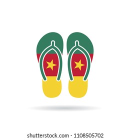 Senegal flag flip flop sandals icon on a white background.
