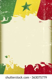 Senegal Flag grunge background. A flag of Senegal with a grunge texture and a large frame for your message