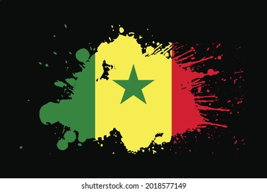 Senegal Flag With Grunge Effect Design. It will be used t-shirt graphics, print, poster and Background.