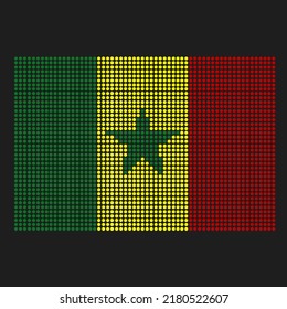 Bandera de Senegal con textura gruesa al estilo de punto. Ilustración vector abstracta de una bandera con efecto de semitono para fondo de pantalla. Contexto del Feliz Día de la Independencia