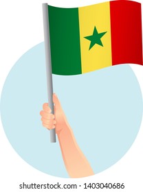 Senegal flag in hand icon