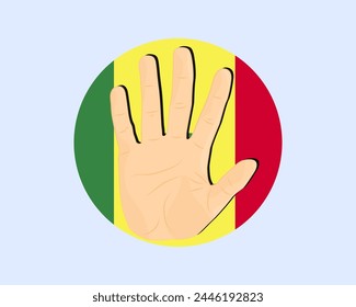 Senegalflagge mit Handstoppschild, Protest- und Menschenrechtsidee, Vektorgrafik-Design, Protest in Senegal, Einschränkung oder verbotenes Emblem, Verletzung der Meinungsfreiheit, Krieg beenden