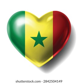 SENEGAL Flag Heart Shape Vector, Love SENEGAL National Symbol Design