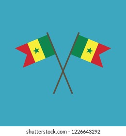 Senegal flag icon in flat design. Independence day or National day holiday concept.