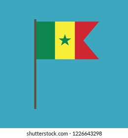 Senegal flag icon in flat design. Independence day or National day holiday concept.