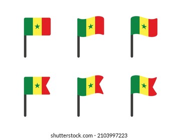 Senegal flag icon set, flag of the Republic of Senegal symbols