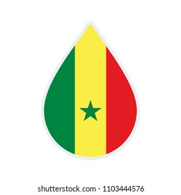 Senegal flag icon. Water icon. Drop water. Senegal badge. Flag drop.