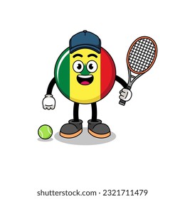 senegal flag illustration as a tennis player , character design