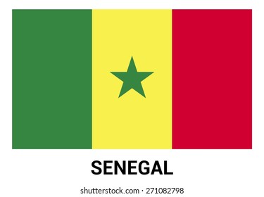 Senegal flag isolated vector in official colors and Proportion Correctly. country's name label in bottom