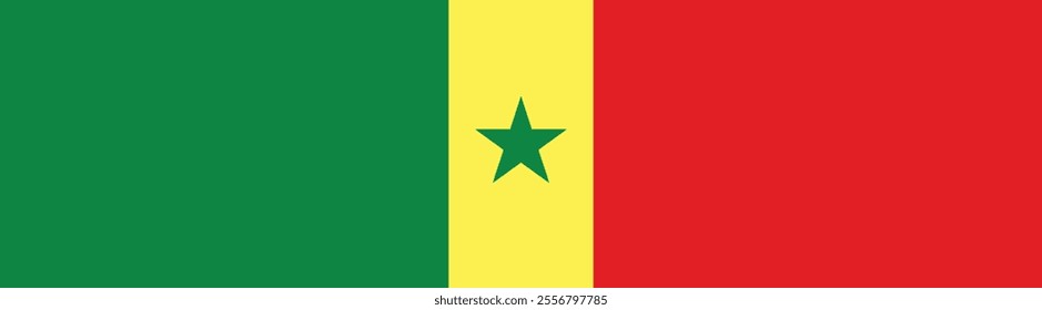 Senegal flag long banner digital vector illustration