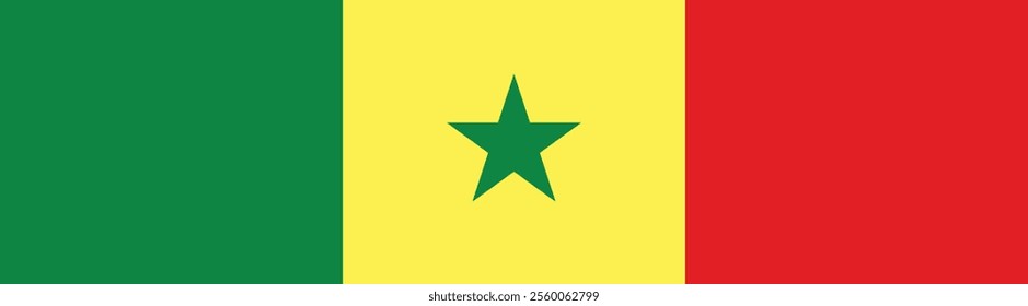 Senegal flag long banner digital vector illustration