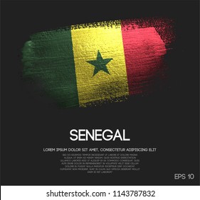 Senegalesische Flagge hergestellt aus Glitter Sparkle Brush Paint Vektorillustration