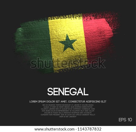 Senegal Flag Made of Glitter Sparkle Brush Paint Vector