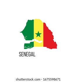 Senegal flag map. The flag of the country in the form of borders. Stock vector illustration isolated on white background.