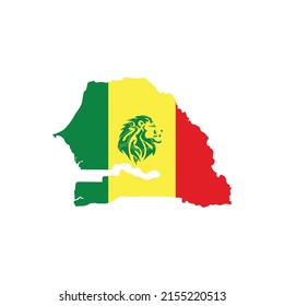 Senegal-Flaggenplan: Logo, das Flagge Senegal mit Fußballplan und Symbolen kombiniert