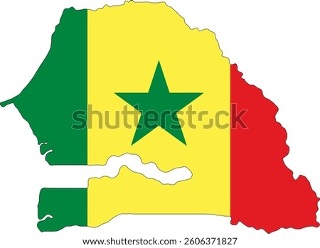 Senegal Flag Map Vector (Transparent Background) - High-Quality Illustration
Transparent Map of Senegal with Flag - Vector Graphic
Senegalese Flag on Map Illustration - Transparent Vector